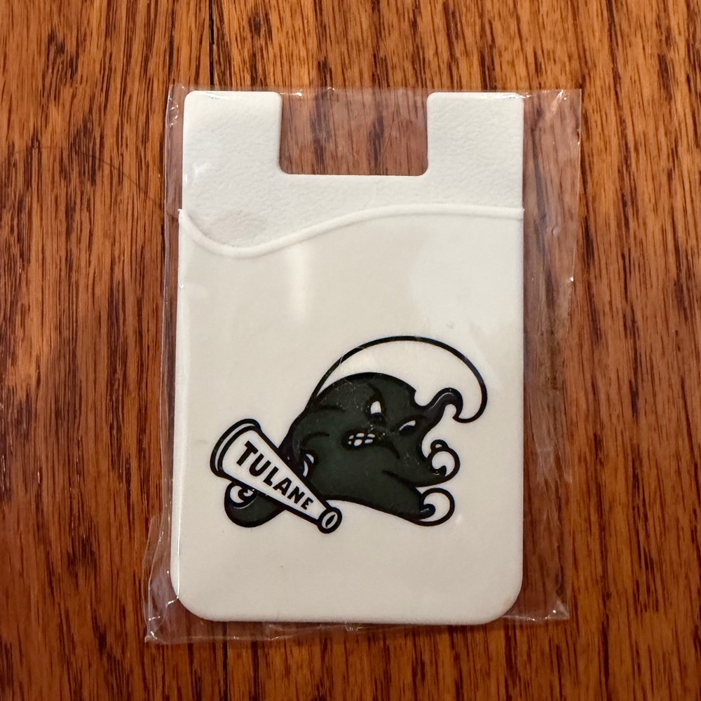White Tulane Phone Card Wallet Stick-On
